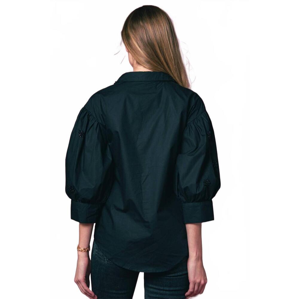 NEW EN SAISON bara button down shirt in black - Picture 3 of 5